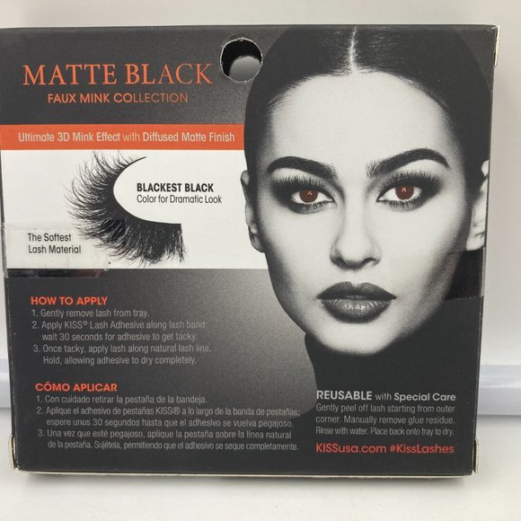 KISS Lash Couture Matte Silk Faux Mink Collection False Eyelashes Matte Black - Picture 2 of 2